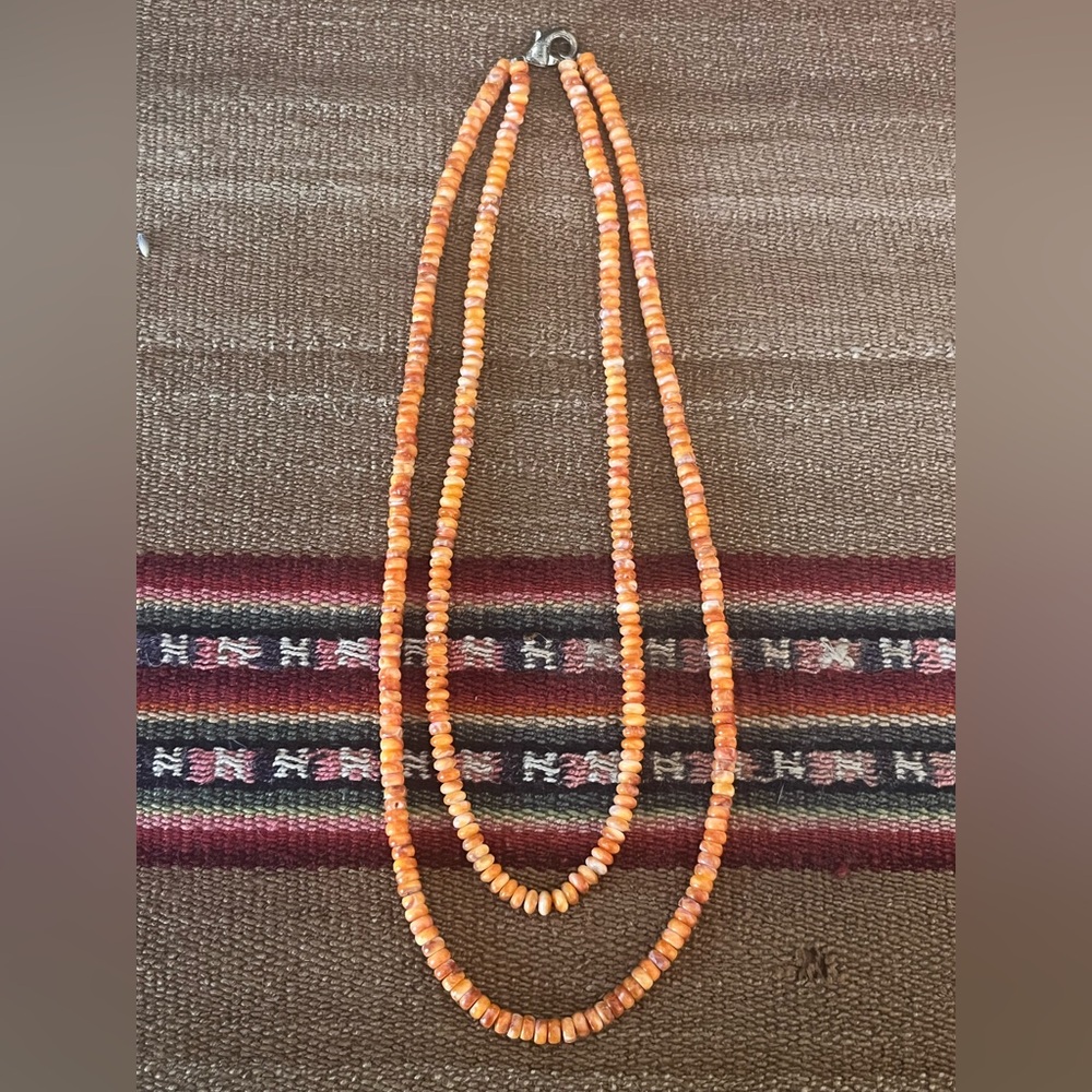 Spiny oyster shell double strand necklace
